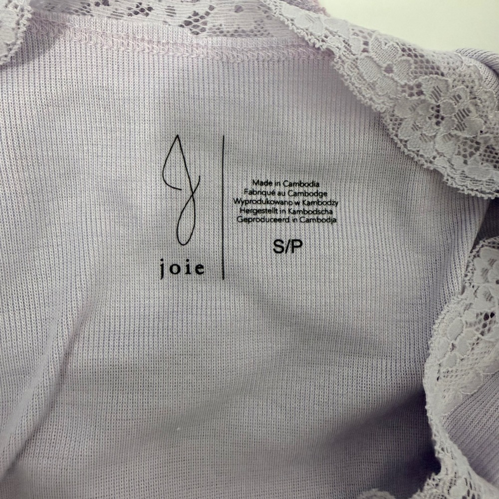 Joie Sleep Womens Lavender Ribbed Pajama Set Cardigan Camisole Lace Trim Small - Picture 5 of 9